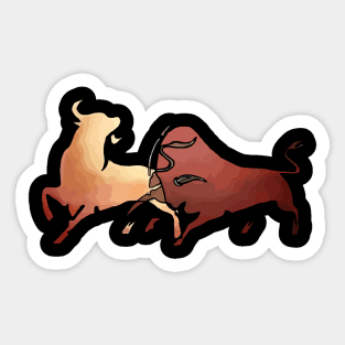 Taurean Bulls Animal Art Brown Cut Out Sticker